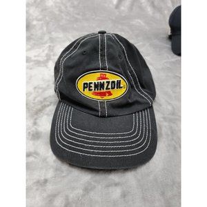 Pennzoil black white stitch Ball‎ Cap Hat Adjustable strap back